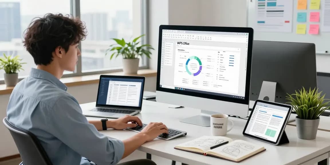 WPS Download displayed in a bright workspace with documents and office tools, promoting productivity and efficiency.