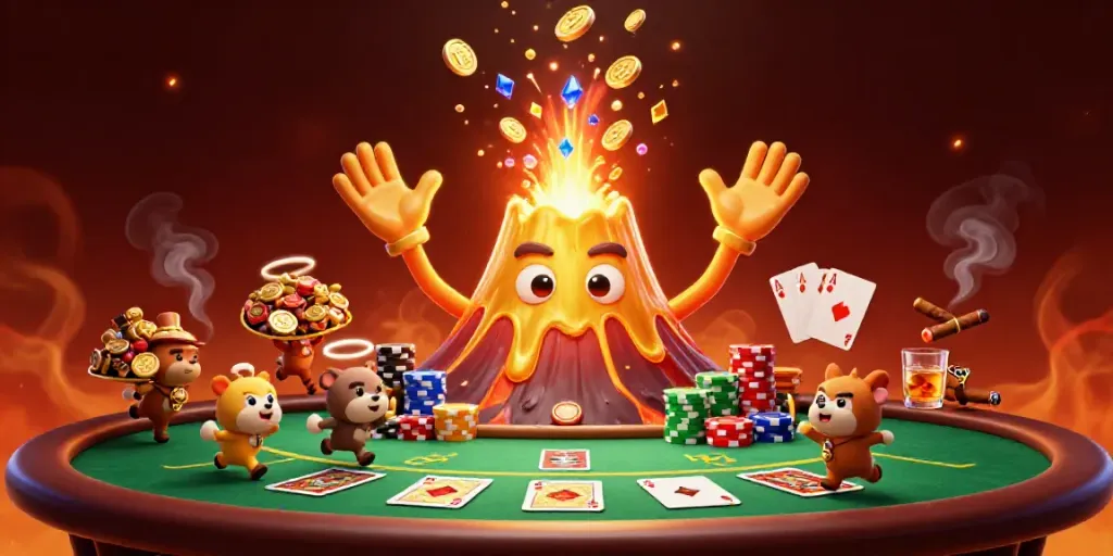 Spin the reels with TG 88 at this colorful casino scene filled with treasures and poker excitement.
