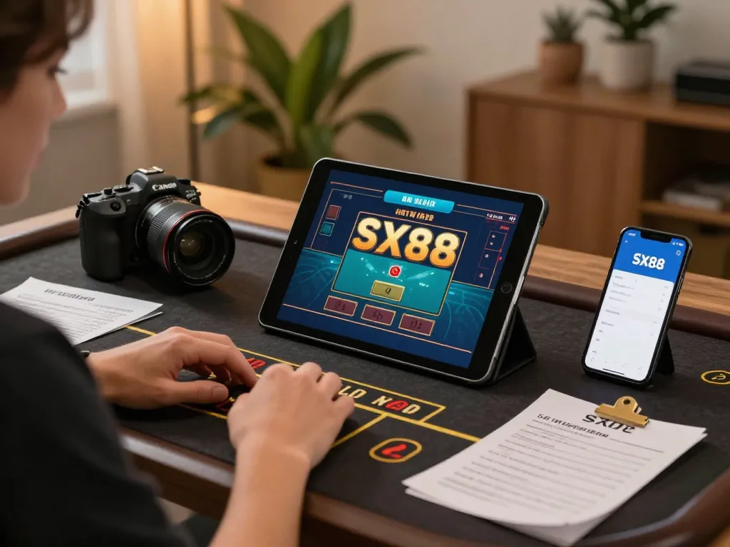 SX88 app displayed on a smartphone during an online gaming session, highlighting strategic engagement in a cozy setting.