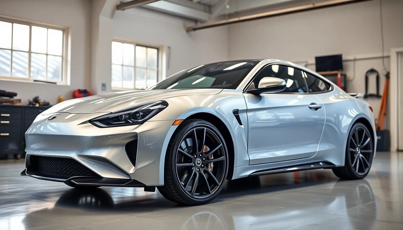 Car covered in PPF Chattanooga displayed in a bright garage with modern equipment.