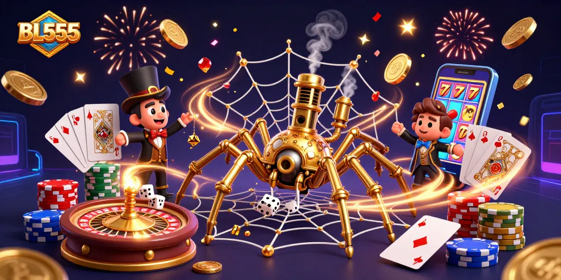 Engage with BL555's thrilling casino adventure featuring a steampunk spider and more.