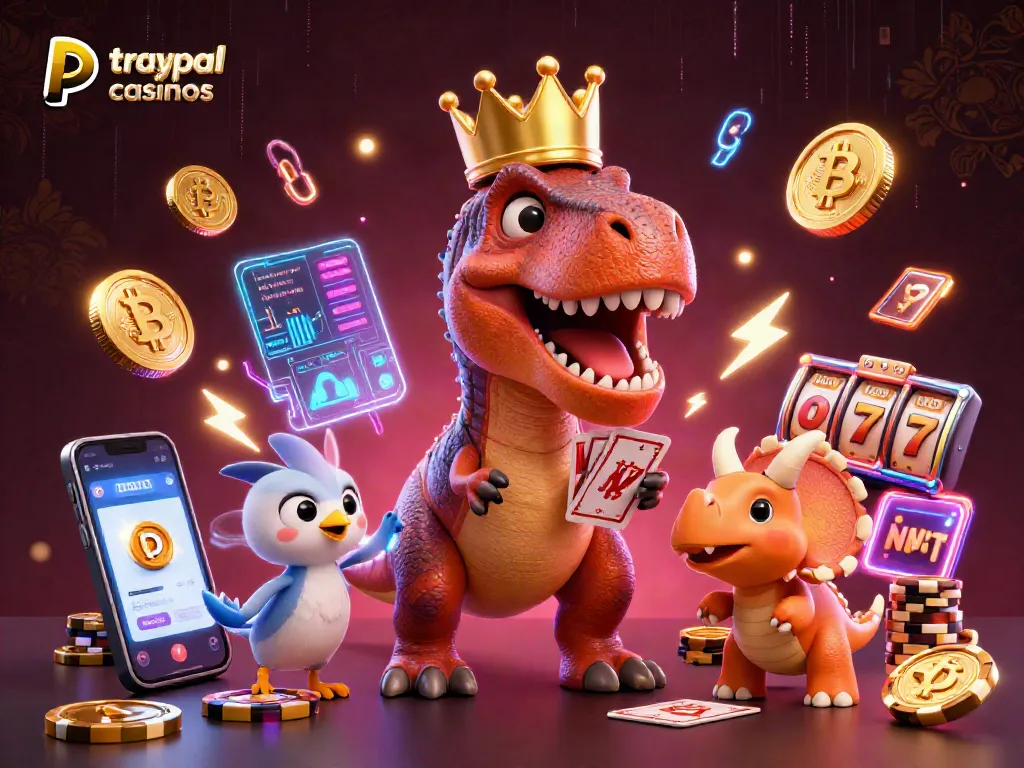 Experience the excitement of trusted paypal casinos with playful characters in a vibrant casino scene.