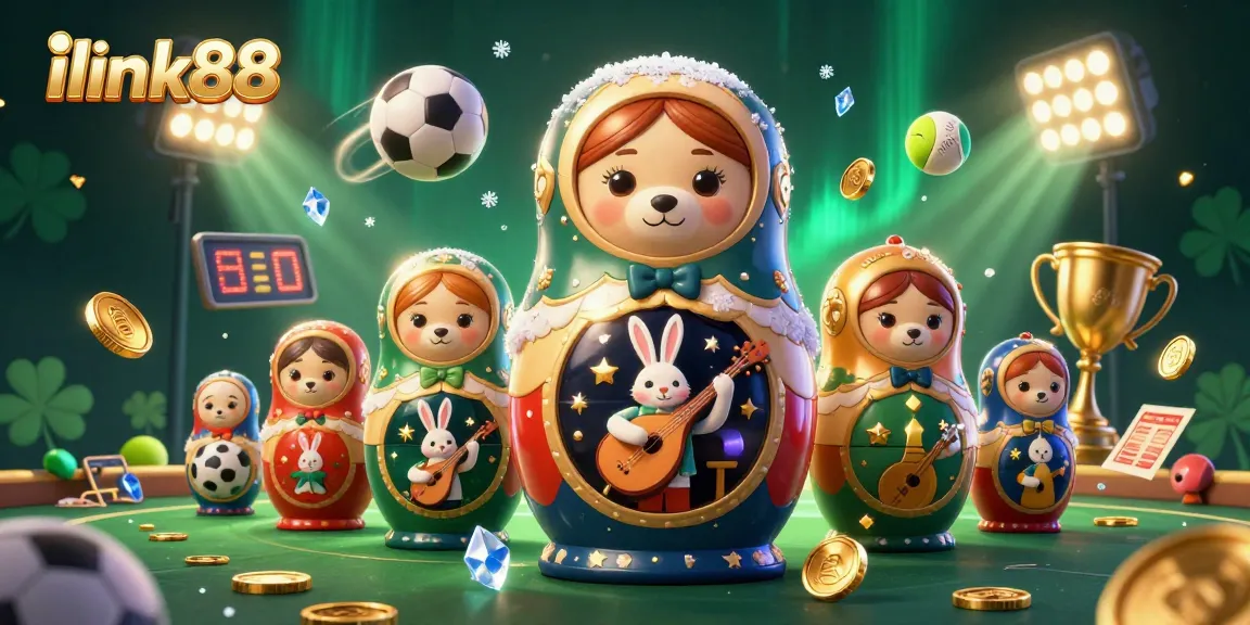 Engage in thrilling games at ilink88 with a vibrant casino illustration featuring dynamic sports and festive elements.