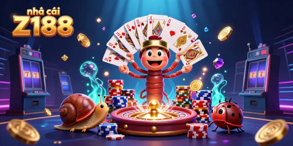Engage in thrilling casino action at nhà cái Z188 with colorful characters and dynamic game elements.