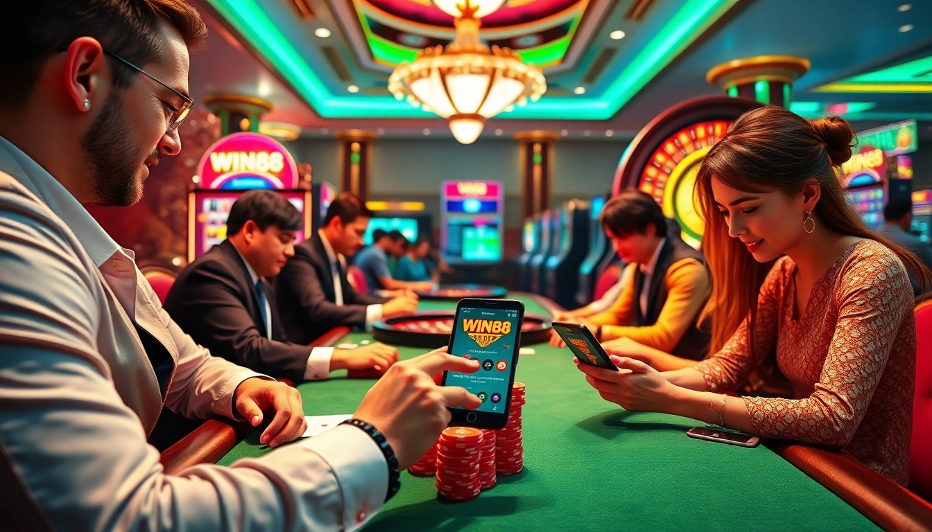 Experience the excitement of gambling with the WIN88 APP while playing at luxurious casino tables.