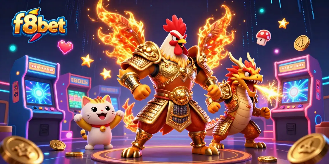 Engage with the exciting world of f8bet through a dynamic 3D illustration featuring thrilling gaming elements and characters.