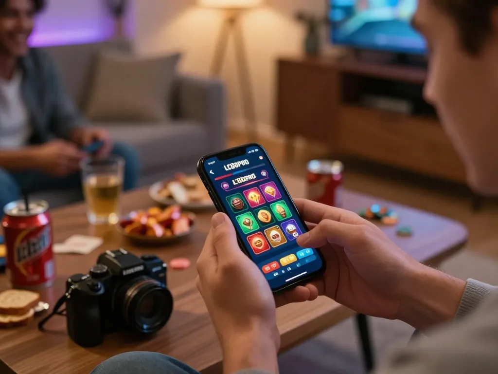 Player engaging in online gaming with the LC88pro app, enjoying a cozy home atmosphere.