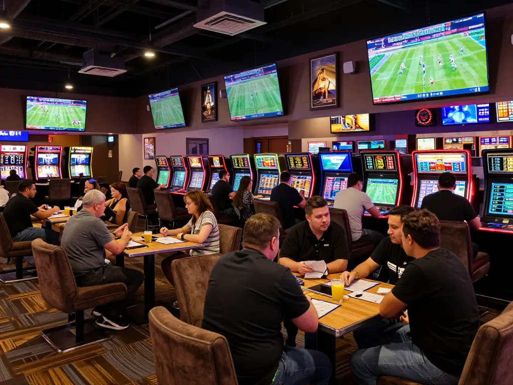 Betting on ty le bong da at a modern casino sports lounge, showcasing liveliness and excitement during a match.