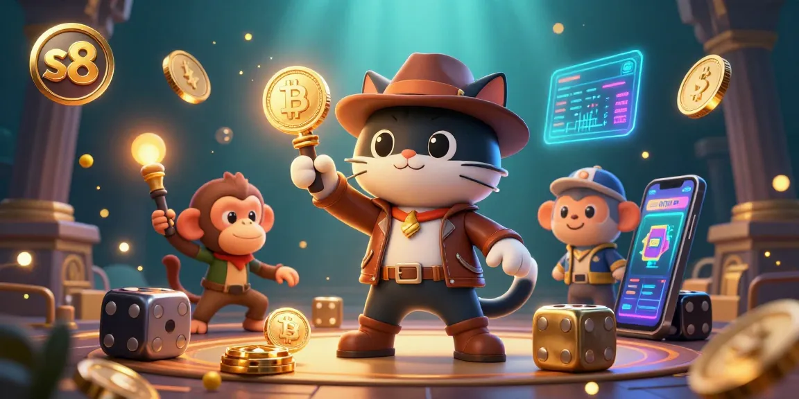 Engage with the vibrant s8 casino scene showcasing an archaeologist cat discovering treasures amidst ancient traps.