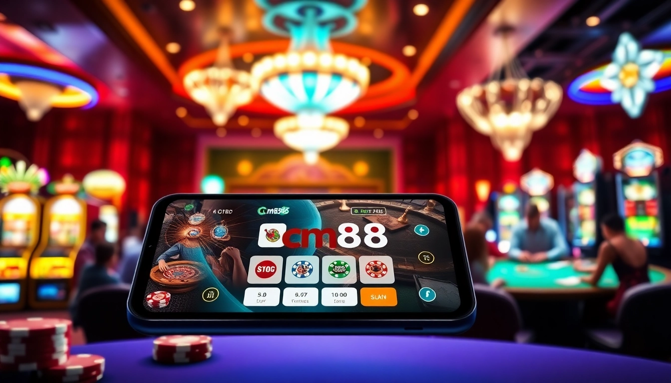 Engaging players with the tải app cm88 in a luxurious casino setting with vibrant gaming elements.