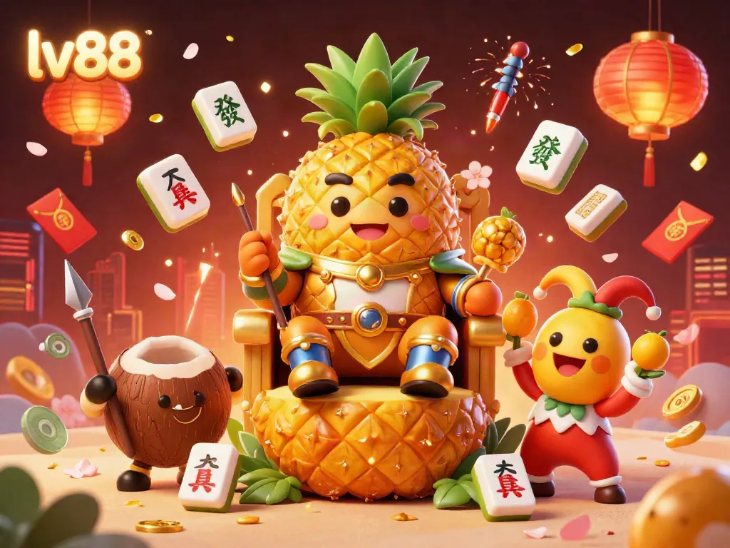 Embark on thrilling gaming adventures with lv88 featuring an imaginative pineapple king and diverse casino elements.