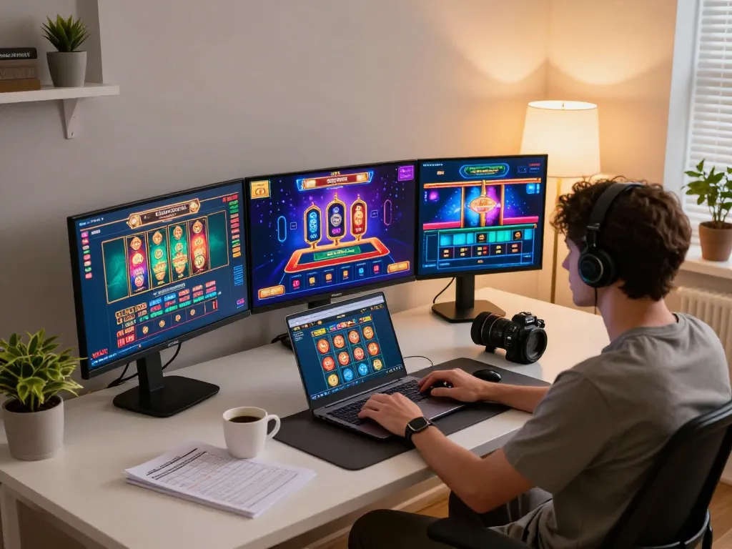 Engaging moment with Nhà cái SC88 on sleek gaming setup as player explores online casino options.
