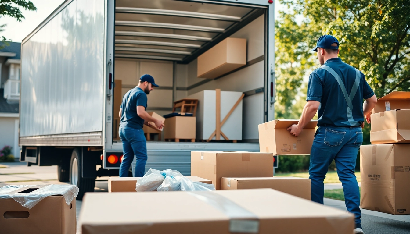 Specialty moving company team efficiently packing unique items for a move.