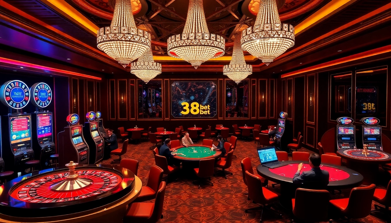 Players enjoying thrilling games at 28bet with luxurious casino vibes and vibrant slot machines.