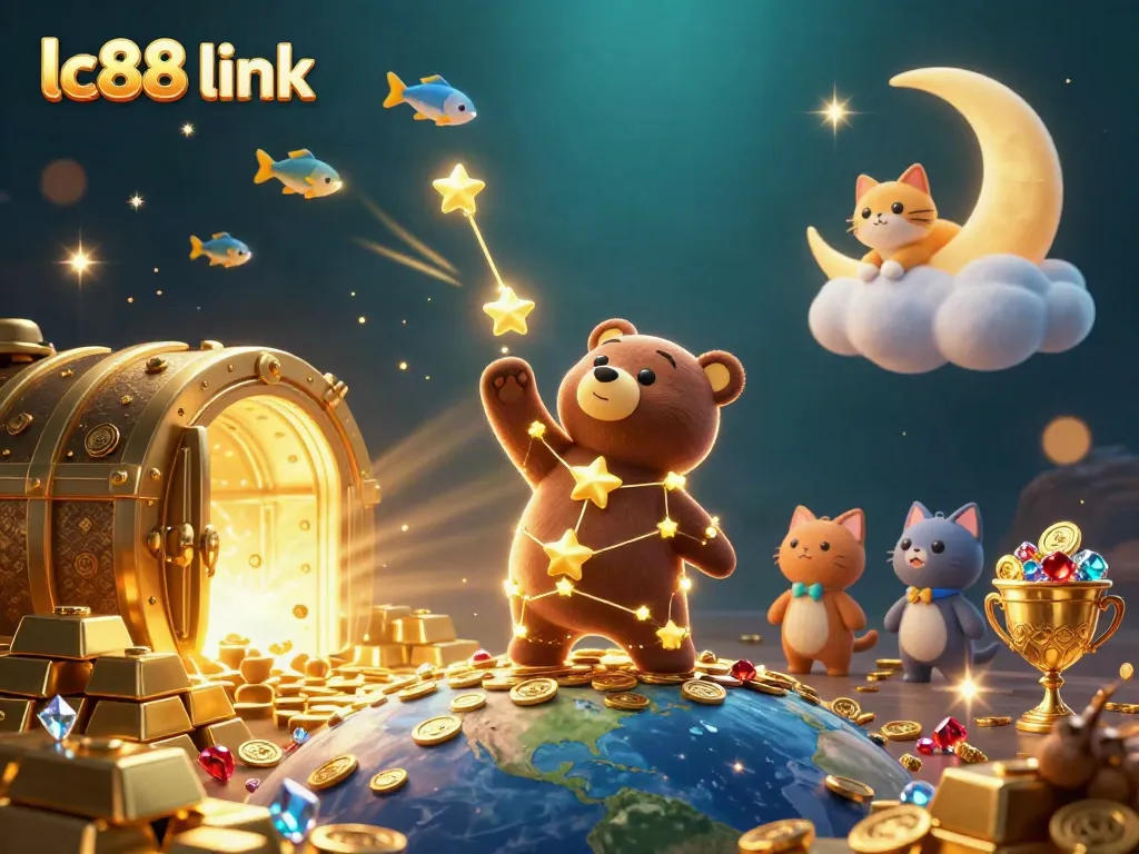 Engage with lc88 link for a vibrant casino experience featuring treasures and whimsical characters.