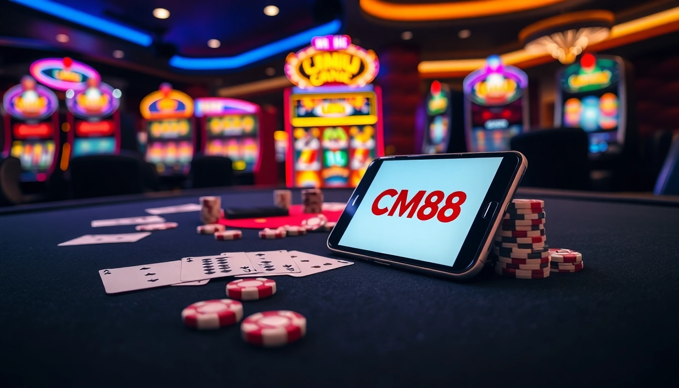 Tải app cm88 promoting seamless mobile gambling experiences at a luxurious casino.
