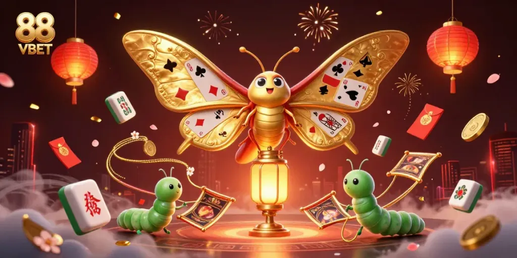 Engage in thrilling casino adventures with 88 VBET, where shimmering golden moths bring luck and magic.