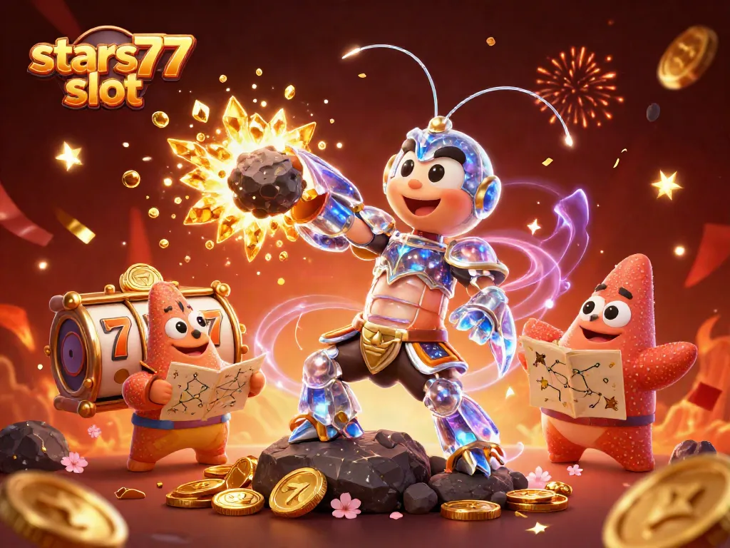 Menggali keseruan dalam stars77 slot dengan karakter samurai dan bintang di peta konstelasi.