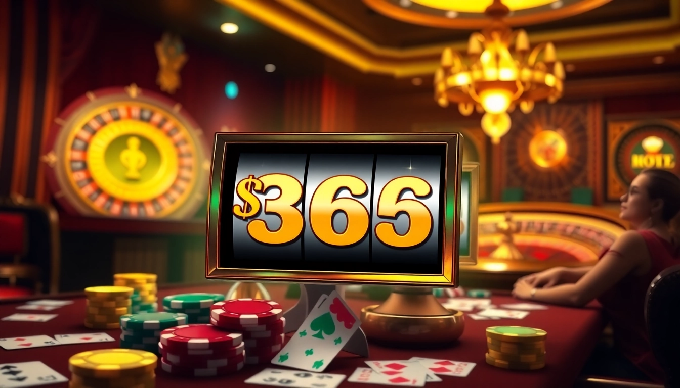 Engaging scene of Slot 365 with vibrant slot machine offering thrilling casino experience.