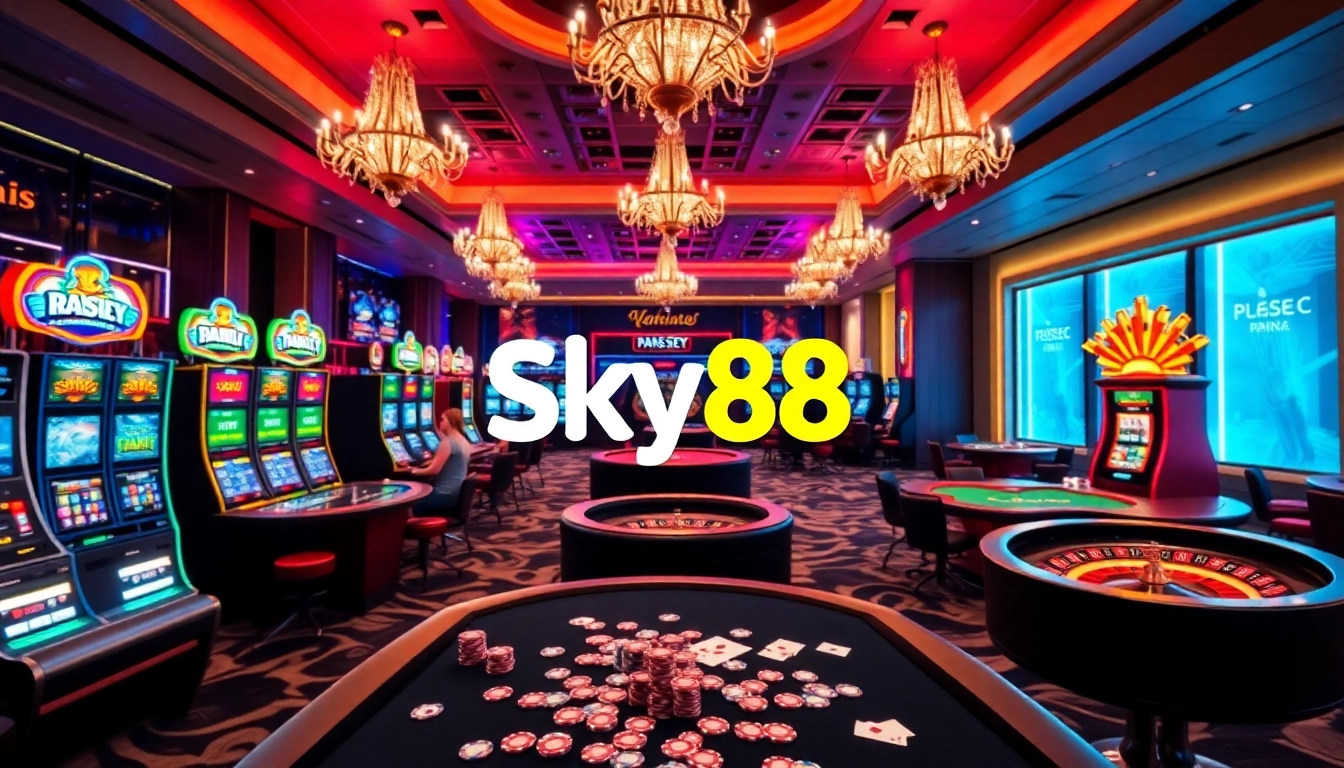 Experience thrilling bets and wins at Sky88 with vibrant casino visuals.