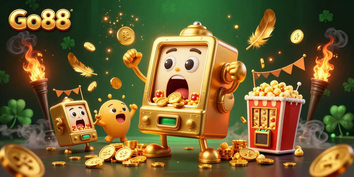 Go88 jackpot celebration with golden slot machines and vibrant casino elements combined for thrilling gameplay.